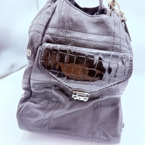 Bolzano Fiore Huge Black Leather Satchel Women's Bag - Picture 10 of 14